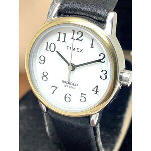 Timex Women's Watch TW2V05900 Quartz Indiglo White Dial Black Leather St…